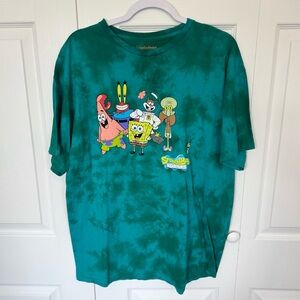 Nickelodeon SPONGEBOB Tie Dye Teal Graphic T-Shirt XL